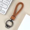 Chaveiro de Corda Trançada de Couro Simples para Carro Pingente para Moto Argola de Chaveiro de Metal Mochila Chaveiro Prata