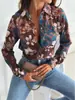 Amazon Moda Casual Verano Nuevo Manga Larga Impresión 3D Cuello Campana Camisa Casual Vacaciones Talla Grande