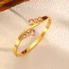 Moda Nova Entrada Luxo Aço Titânio Pulseira Broca Onda Aço Inoxidável Fileira Dupla Borboleta 18k Banho a Vácuo Pulseira