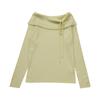 Blusa Feminina Wanwei Design Cordão Ombro Caído Primavera 2025 Nova Gola Cano Lã Tricô Slim P2787
