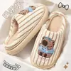 Pantuflas de algodón capibara, para uso doméstico en invierno, rayadas, de felpa, con suela suave, antideslizantes, diseño lindo, adecuadas para dormitorios, pantuflas cálidas de algodón