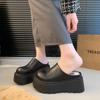 Pantuflas Peludas Famosas en Internet para Mujer, Adecuadas para Usar al Aire Libre, Nuevos Zuecos Estilo Birkenstock Otoño e Invierno 2025, Medias Pantuflas de Punta Cerrada, Pantuflas de Algodón Peludo con Suela Gruesa
