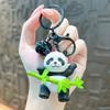 Chaveiro Criativo de Bambu Panda Desenho Animado Pingente de Panda Fofo Exquisito Acessórios para Mochila de Escola Chaveiro de Carro Venda por Atacado