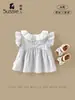 Conjunto para Meninas 2026 Verão Novo Estilo Roupa para Bebês e Crianças Pequenas Blusa com Gola de Renda Top para Meninas Usarem Fora com Leggings