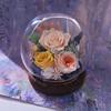 Caja de regalo con tapa esférica de cristal, flor eterna, rosa verdadera, girasol, flor eterna de Yunnan, regalo para San Valentín y el Día de la Madre.