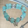 Mariposa Azul Lago~Pulsera de Mariposa Dulce Mariposa Floral de Vidrio para Mujer Ins Joyería de Amistad de Alto Valor