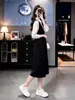 Vestido-camisa de duas peças estilo francês, nova coleção outono/inverno feminino, elegante e que afina a silhueta, vestido de comprimento médio