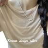 Collar casual de alta gama con moño de plata de ley 925, nuevo 2025, lujo accesible, nicho, cadena para la clavícula asimétrica con perla lateral