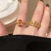 Anillo de Circón Estilo Palacio para Mujer Retro Exquisito Lujo Ligero de Alta Gama Anillo de Dedo Diseño Nicho de Moda Anillo de Dedo Abierto