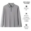 260g Camisa Polo Nueva de Manga Larga con Cuello de Solapa Moda Cuello de Solapa Holgada Polo con Cremallera Ropa de Trabajo para Hombres y Mujeres Estampada