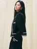 Shengdu26 Nuevo Otoño Temprano Chaqueta de Mujer Estilo Chanel Retro Francés de Alta Gama con Textura de Contraste Blanco y Negro