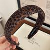Faixa de cabeça de leopardo estilo coreano, simples, de aba larga, cruzada, estilo hong kong, elegante, estampa de cabelo, para mulheres