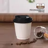 Taza de Café Desechable con Tapa, Taza para Té de Leche de Soya, Taza de Papel Kraft, Taza Comercial para Llevar, Taza de Papel para Bebidas Calientes