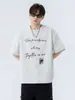 Nueva Moda 250g Estampado de Letras Americanas Manga Corta Verano Sensación de Hielo Marca de Tendencia Camiseta Unisex Versátil Elegante