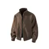 Jaqueta Bomber Tie-dye de Gola Alta Outono Masculina Despojada Bonita Tendência Marca Juventude 2026 Nova Jaqueta de Couro Casual Americana Roupa Exterior Masculina