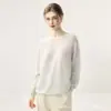 Nuevo suéter de cachemir reversible de color sólido versátil 75% cachemir 25% seda de morera tejido de punto con cuello redondo para mujer, holgado y suave