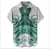 Exportação Transfronteiriça Camisas Havaianas Masculinas Moda Estampa 3D Impressão Digital Manga Curta Tops Atacado Estilo Tropical