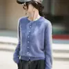 Chaqueta cárdigan de punto para mujer abotonada de alta gama para otoño e invierno, forrada de forro polar, nuevo estilo 2026, lista para usar, cuello redondo, corte holgado