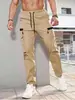 Pantalones Cargo para Hombre Versátiles de Tendencia Nueva Primavera y Otoño Transfronterizos Sueltos Rectos Multibolsillos Casuales Largos