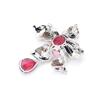 Broche de Flor de Zircón Rojo Elegante de Alta Calidad Atmosférico Exagerado Pin de Flor de Gota de Agua Oro de Doble Color Corsage Accesorios para Mujer