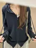 Cárdigan con Capucha Estilo Coreano Cepillado con Doble Cremallera para Mujer Primavera/Otoño Holgado de Manga Larga Chaqueta Casual Versátil Estilo Perezoso Superior