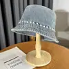Sombrero de Pescador de Mezclilla Estilo Coreano para Mujer, Nuevo Verano 2025 Versátil Sombrero de Protección Solar, Cubo Retro Lavado de Moda