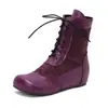 Botas Europeas y Americanas de Talla Grande para Mujer, Botines de Tacón Medio Bajos, Botas de Cuero con Cordones para Otoño e Invierno, Botas de Tacón de Cuña en Tallas 40-50, Botas Estilo Martin Nuevas