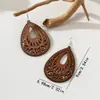 1 Par de Pendientes de Madera con Diseño Hueco en Forma de Lágrima, Pendientes de Estilo Antiguo, Versátiles, Elegantes, Geométricos, Hechos a Mano, Artísticos, Retro