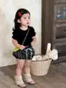 Ropa de Verano para Bebé Estilo Delgado Ropa para Niños 2026 Estilo Coreano Ropa para Niños Conjunto de Camisa Babydoll de Manga Corta con Lunares para Niñas