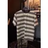 Camiseta de Manga Corta 2026 Top Casual Nueva Camiseta de Media Manga de Verano Color Morandi Rayas de Moda Colores Contrastantes