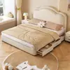 Estilo creme cama de princesa cama moderna minimalista nuvem pequeno apartamento menina cama infantil armazenamento cama de couro quarto principal cama de casal