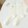 Meias Femininas Verão Sweat-Absorbing Thin Bow Ballet Estilo JK Sweet Girl Respirável Malha Médio Tubo Meias Empilhadas