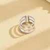 Anel Ajustável com Abertura Geométrica Vazada Moda Feminina Anel Personalizado Senso de Linha Ouro Vazado Ornamentos de Mão Mulheres