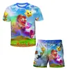 Patrón de impresión digital 3D de trabajador con gorra roja temático de videojuegos, ropa unisex para niños, conjunto casual de dos piezas de dibujos animados