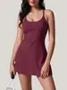 Amazon Europa e América Vestido Esportivo Fitness Yoga Anti-exposição Alça Fina Vestido Corrida ao Ar Livre Saia de Tênis Mulher