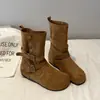 Botas Martin de plataforma gruesa para mujer que aumentan la altura, nuevo estilo otoño 2026, botas apilables de uso bidireccional plegables, botines de vaquero western para mujer