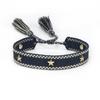 Pulseira de Unha de Metal 1 Estrela Pulseira Europeia e Americana Personalizada Pulseira Tecida à Mão com Borla Acessórios Casuais da Moda