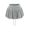 Falda Mini Dulce y Picante de Cintura Alta con Cordón y Flor de Capullo Puff 25 Verano Nueva Moda Más Fácil de Combinar Antiluz Falda Corta para Niñas Mini Falda