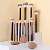 Conjunto de Pincéis de Maquiagem de Cabo Longo com 12 Peças, Incluindo Pincel para Blush, Pincel para Pó, Pincel para Sobrancelhas, Pincel para Sombra e Pincéis de Cor Mista, Conjunto Completo, Tktemu Dropshipping