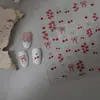 Pegatinas para uñas estilo ins con lazo y estampado de labios transfronterizas, decoraciones para uñas de pedrería de alta calidad con relieve plateado para chicas dulces europeas y americanas
