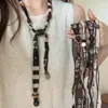 Colar Colar com Pingente de Coração Estampado em Tecido Estilo Étnico Moderno Elegante Corrente para Clavícula de Alta Qualidade Colar de Luxo Leve de Alta Qualidade