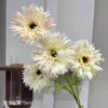 4 Cabezas de Hibisco Crisantemo Cepillado Francis Flor Artificial Material Boda Flor de Seda Crisantemo Margarita Gerbera Girasol