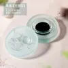 Cartucho de Tinta de Vidro Tinteiro Panela Quente Pedra de Tinta com Tampa Tinta de Secagem Lenta Círculo Duplo Piscina de Tinta Hidratante com Tampa Porta-Caneta Pincel Porta-Caneta