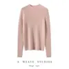 Suéter Feminino de Cashmere com Gola Meia-Alta, Novo Estilo Outono e Inverno, Tricô Quente Canelado de Caimento Justo para Usar em Camadas
