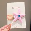 Pinzas para el pelo de niña con forma de estrella de mar y concha en cuatro colores, sujeción segura sin dañar el cabello, adecuadas para las vacaciones en la playa de bebé, pinzas laterales para el cabello suelto, accesorio para el cabello