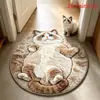 Alfombrilla de suelo de terciopelo de cristal con forma de gato de dibujos animados más vendida de TEMU, alfombrilla absorbente para pies de baño, alfombra engrosada para dormitorio