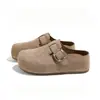 Sapatos Birkenstock de Cobertura Total Femininos 2026 Outono Novo Couro Fosco Fivela Sapatos Preguiçosos Planos Retro Birkenstock Sapatos Únicos