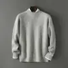 Suéter Masculino de Lã 100% Pura para Outono e Inverno, Gola Redonda, Pulôver de Malha Solta, Camada Base Casual, Pulôver Engrossado