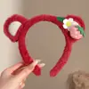 Diadema divertida estilo coreano de dibujos animados para mujer, con diseño de peluche, perfecta para usar al aplicar mascarillas faciales o lavarse la cara, y también adecuada para crear un peinado de coleta alta.