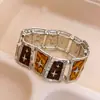 Pulsera de diamantes cuadrados, diseño elegante y moderno de la marca coreana Flu, pulsera delicada y con sentido de la moda, pulsera de celebridades de Internet, recién llegada para mujeres.